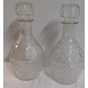 Vintage Princess House Heritage Glass Wine Whiskey Decanters with Stoppers